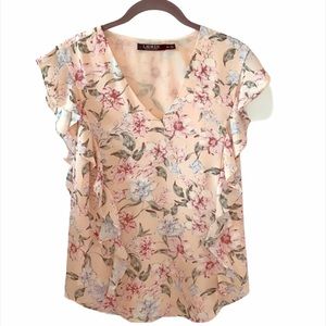 LAUREN Ralph Lauren floral ruffle top blouse